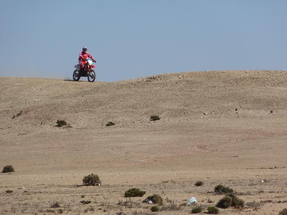 Motorcycles and plastic bags in the desert