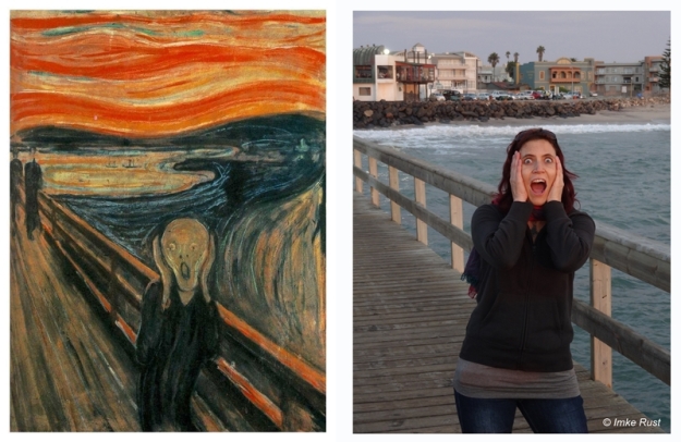 Me re-enacting the Scream by Edvard Munch on the Swakopmund Jetty.
