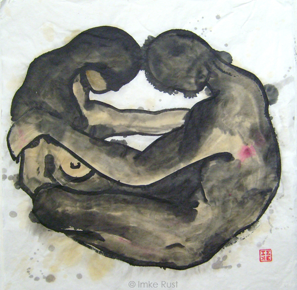 Yin & Yang from the 'wo-man' series (Ink on rice paper, 70 x 70cm by Imke Rust) © Imke Rust