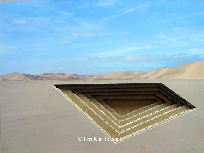Open Pit Near You Photo of the Namib Desert, acrylic, cardboard (Recycled), wood glue 14,7 x 19,7 x 1,7cm