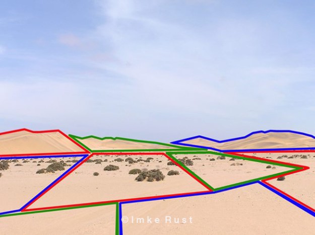 Concessions Areas 1 Digitally manipulated photo of the Namib Desert Digital print on photo paper 15 x 20cm Numbered Edition