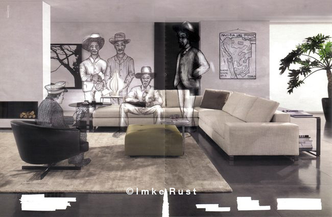 Repeating History (Maharero & Leutwein) Ball-point pen on magazine image 27,5 x 43cm