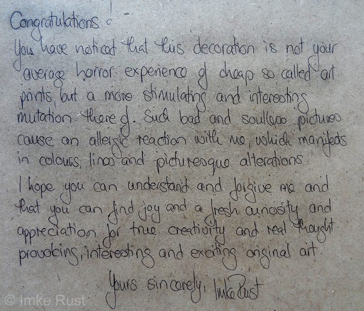 Explanation and apology text which I have added to the back of the work.