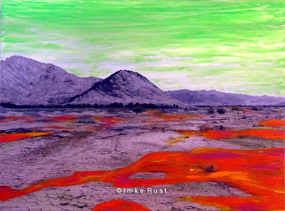 Toxic Waste Hand-coloured photo of the Namib Desert Photo, Acrylic 15 x 20cm