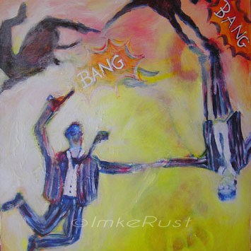 BangBang (Acrylic on hardboard, box-framed, 40 x 35cm by Imke Rust)