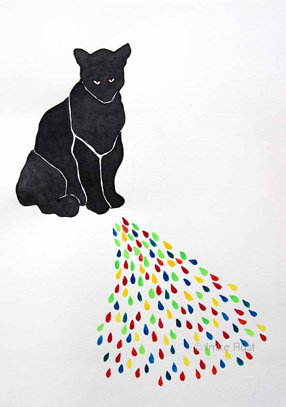 Panther Dreams by Imke Rust (Guache, ink and pen on 170g/m2 acid free paper, 21 x 29,7cm)