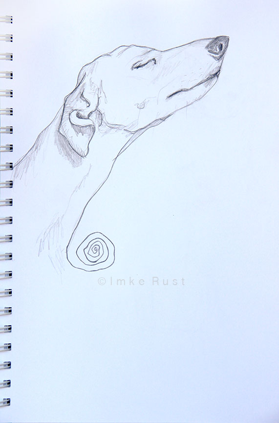 'I just smell that this is going to be an awesome week! - Can you smell it too?' Pencil sketch from my sketchbook, posted on FB on 21st July 2014.