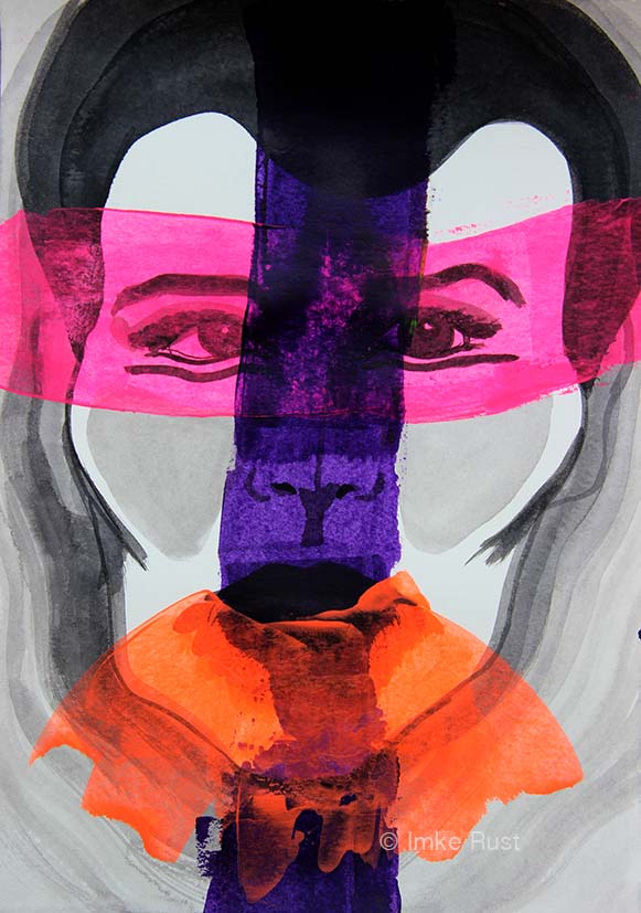 Untitled, Ink and acrylic on 170m/g2 acidfree paper, 29x21cm by Imke Rust