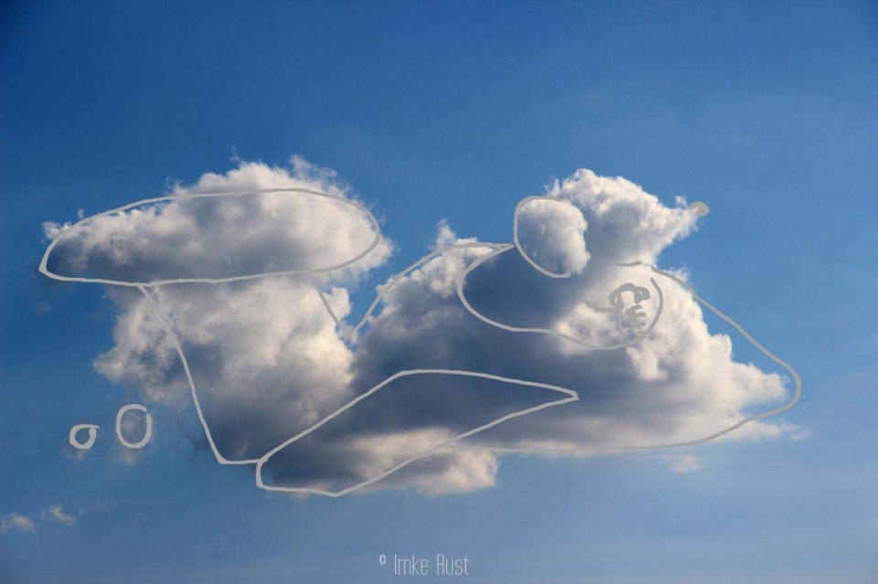 Cloud Flying Mouse, Digitally manipulated photograph, © Imke Rust